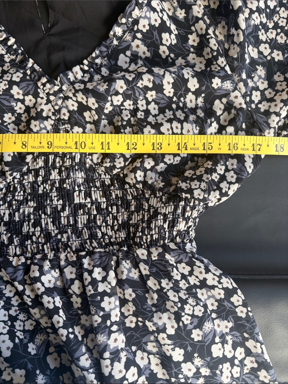 VICI Navy Blue Floral Smocked Mini Dress Long Sleeve Boho Cottagecore Size S - Picture 6 of 9